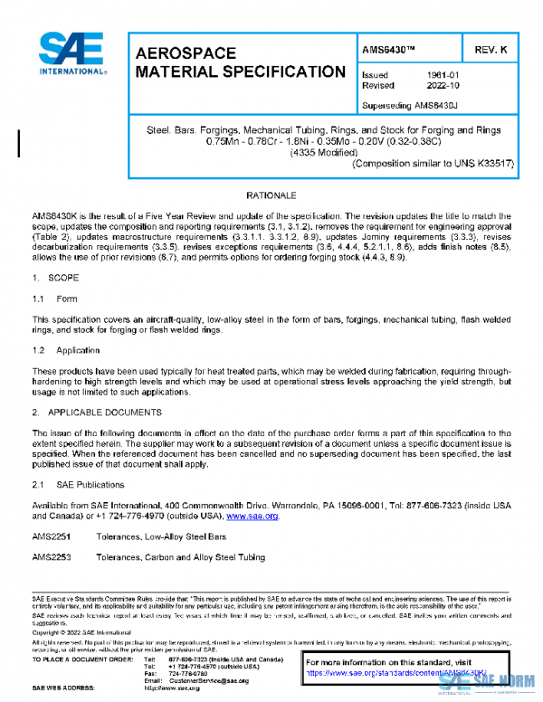 SAE AMS6430K PDF SAE AMS6430K PDF