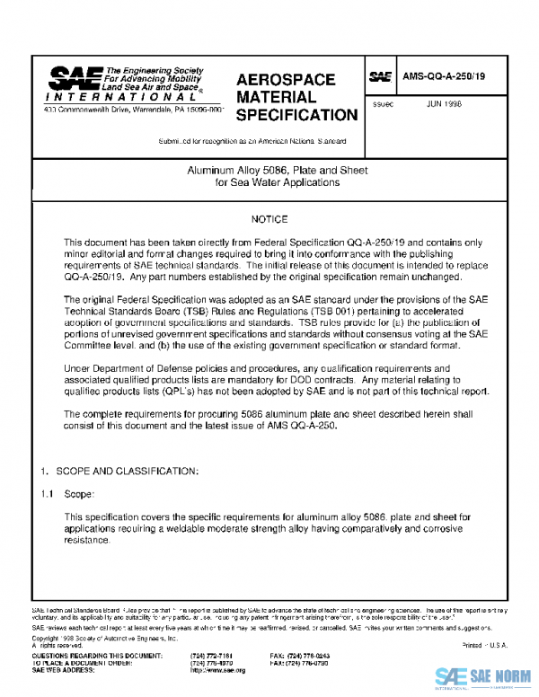 SAE AMSQQA250/19 PDF SAE AMSQQA250/19 PDF