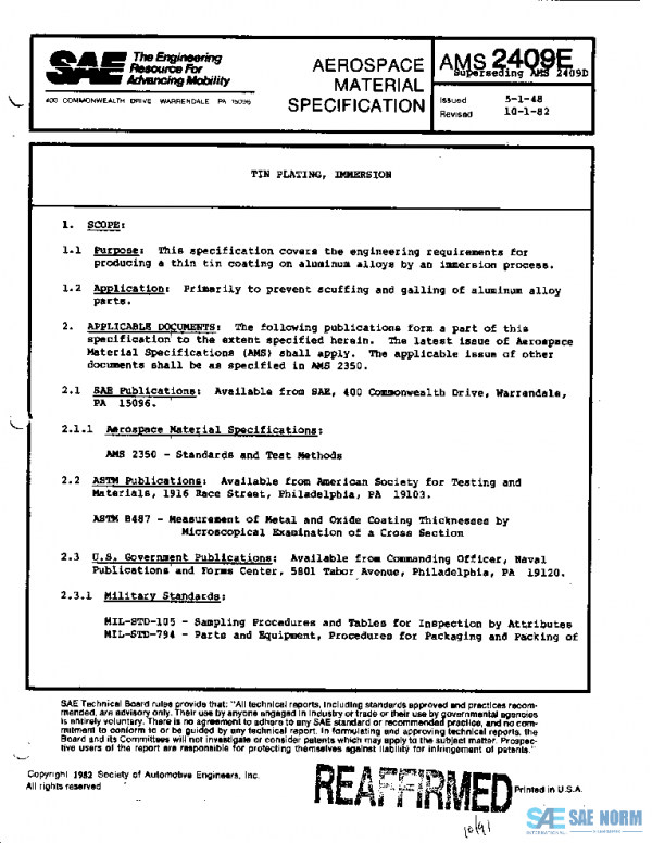 SAE AMS2409E PDF SAE AMS2409E PDF