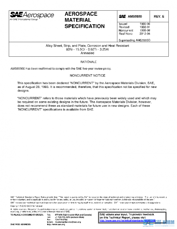 SAE AMS5550E PDF SAE AMS5550E PDF