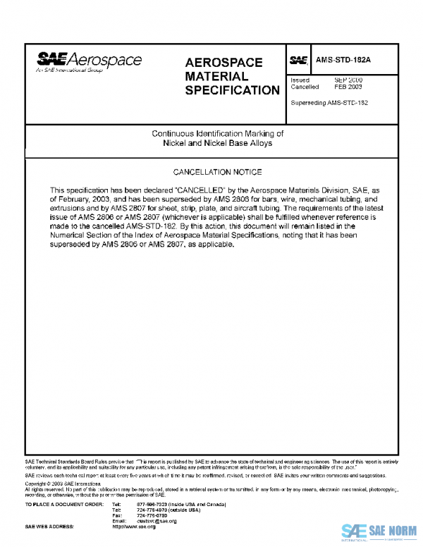 SAE AMSSTD182A PDF SAE AMSSTD182A PDF