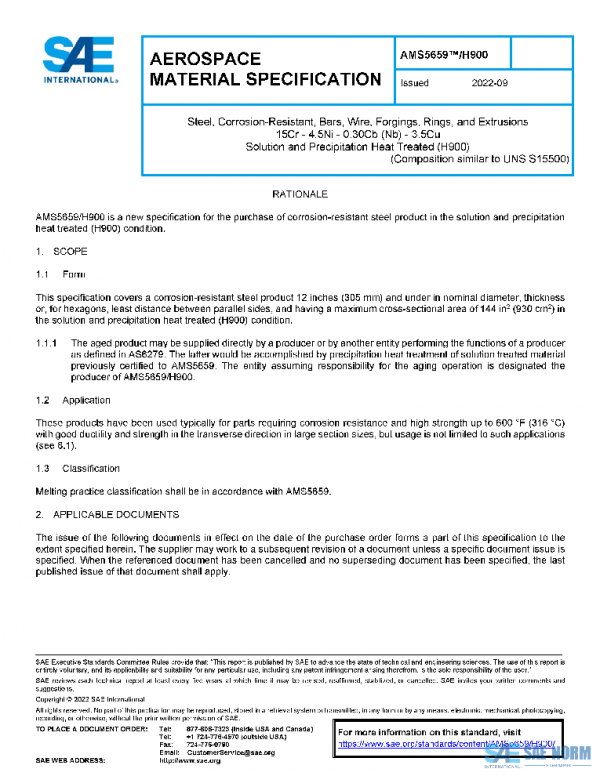 SAE AMS5659/H900 PDF