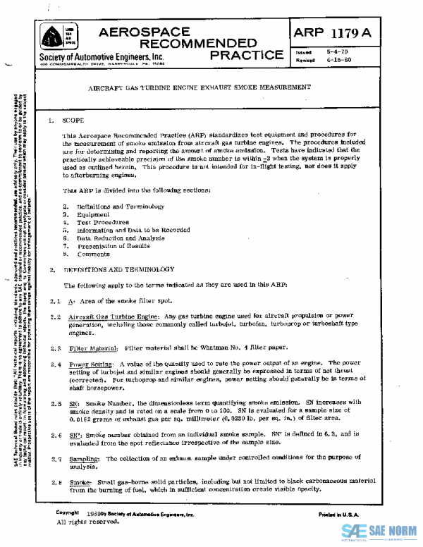SAE ARP1179A PDF SAE ARP1179A PDF