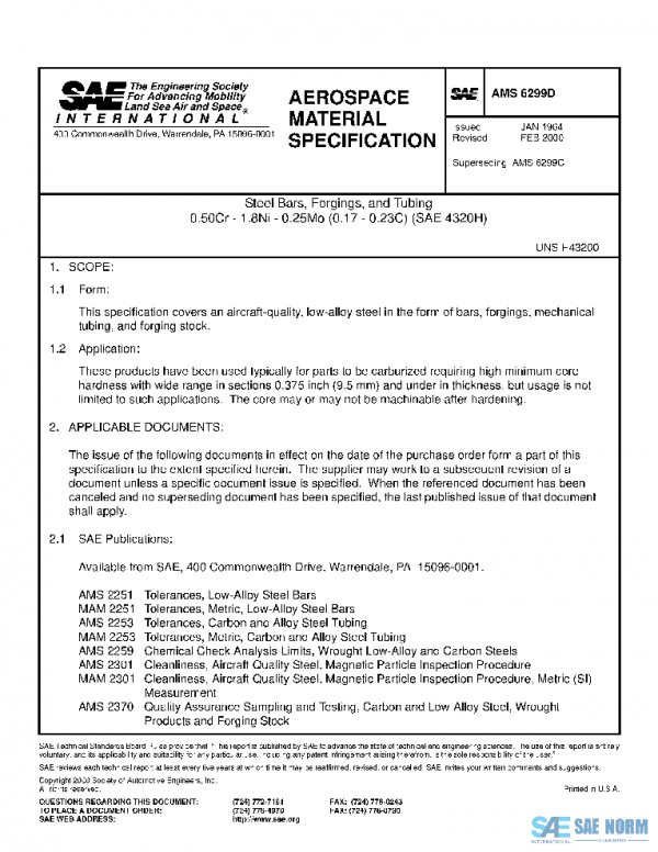 SAE AMS6299D PDF