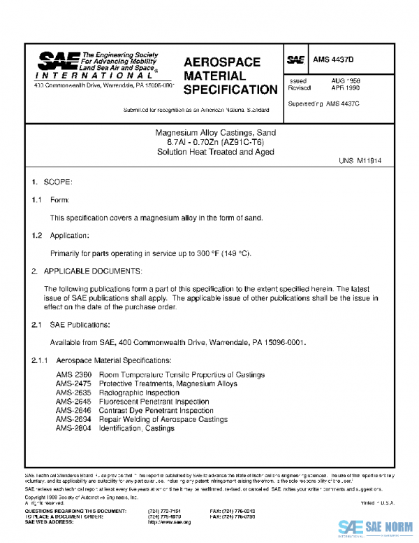 SAE AMS4437D PDF SAE AMS4437D PDF