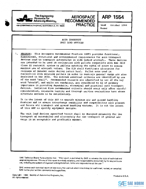 SAE ARP1554 PDF SAE ARP1554 PDF