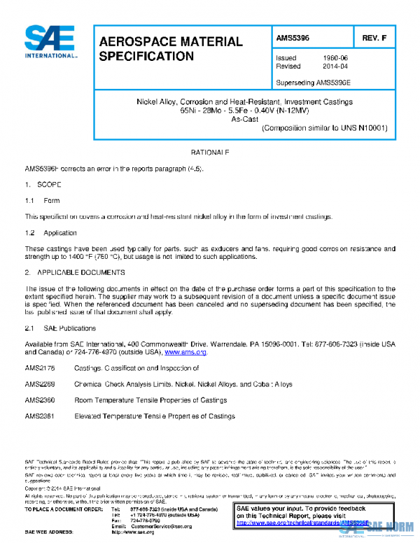 SAE AMS5396F PDF SAE AMS5396F PDF