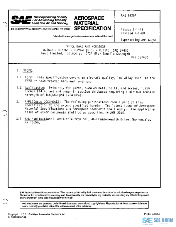 SAE AMS6325F PDF SAE AMS6325F PDF