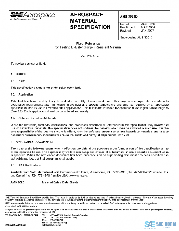 SAE AMS3021D PDF SAE AMS3021D PDF