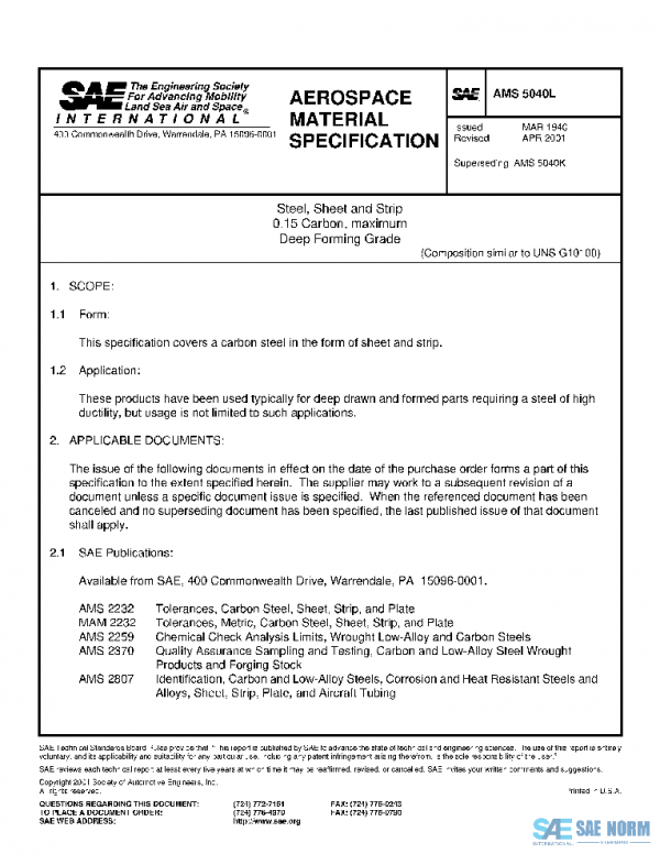 SAE AMS5040L PDF SAE AMS5040L PDF