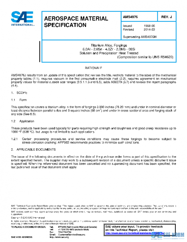 SAE AMS4976J PDF SAE AMS4976J PDF