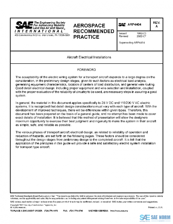 SAE ARP4404A PDF SAE ARP4404A PDF