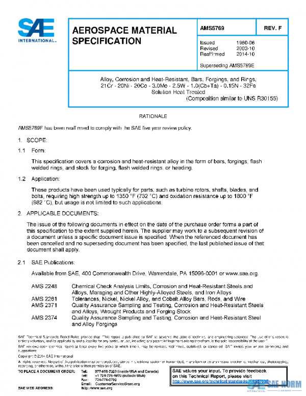 SAE AMS5769F PDF SAE AMS5769F PDF