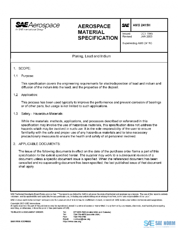 SAE AMS2415H PDF SAE AMS2415H PDF