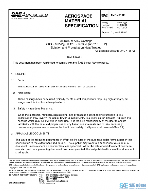 SAE AMS4219E PDF SAE AMS4219E PDF
