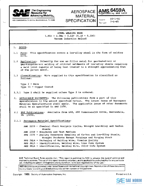 SAE AMS6459A PDF SAE AMS6459A PDF