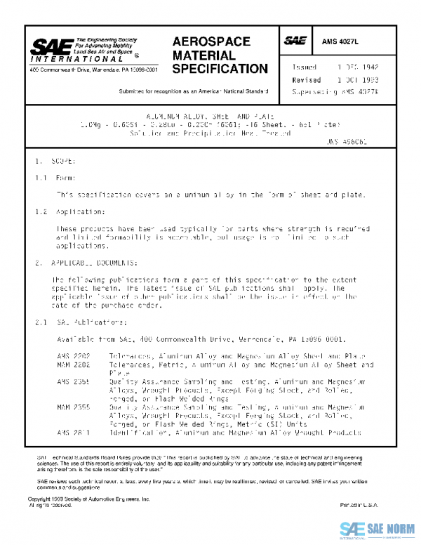 SAE AMS4027L PDF SAE AMS4027L PDF