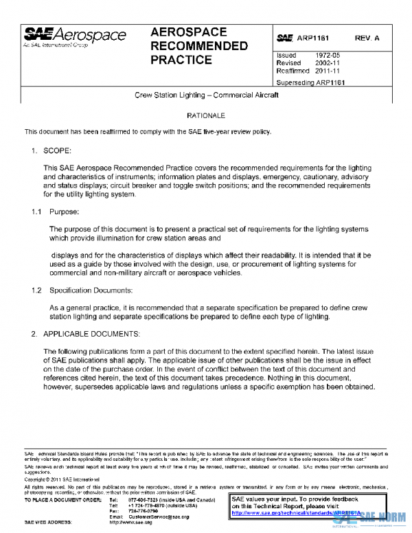 SAE ARP1161A PDF SAE ARP1161A PDF
