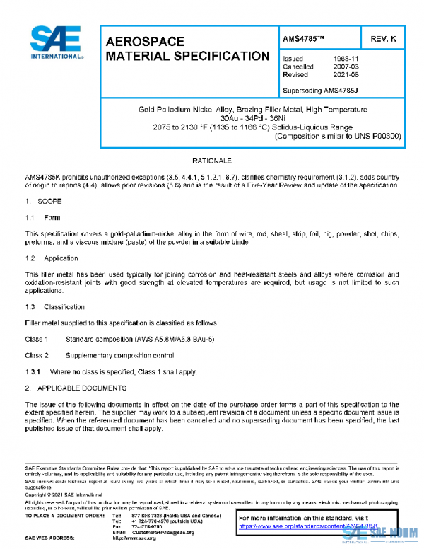 SAE AMS4785K PDF SAE AMS4785K PDF