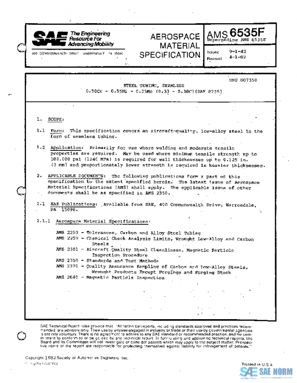 SAE AMS6535F PDF SAE AMS6535F PDF