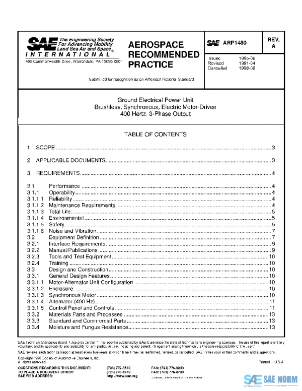 SAE ARP1480A PDF SAE ARP1480A PDF