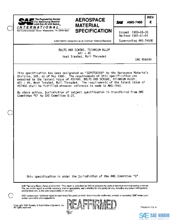 SAE AMS7460E PDF SAE AMS7460E PDF