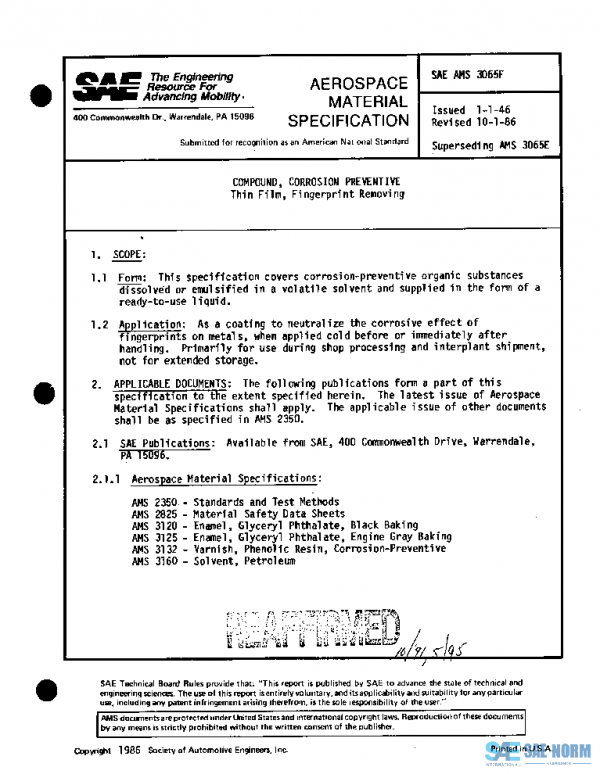 SAE AMS3065F PDF SAE AMS3065F PDF