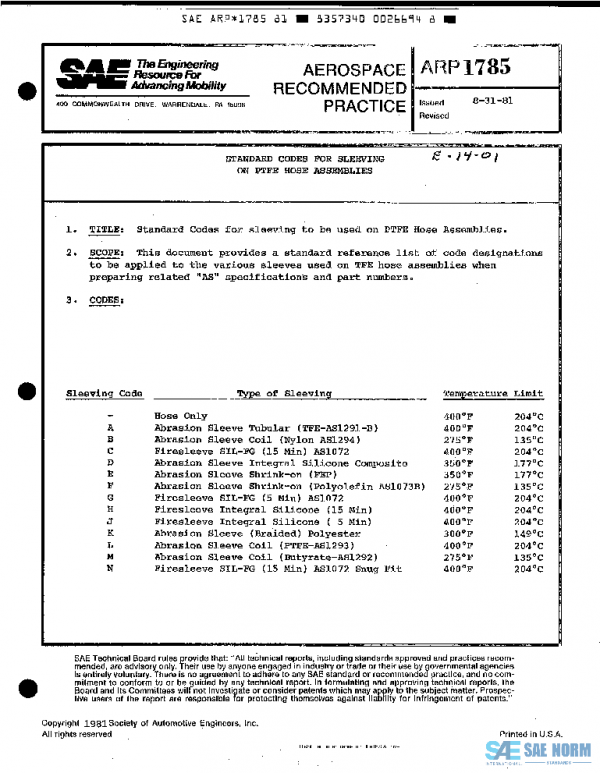SAE ARP1785 PDF