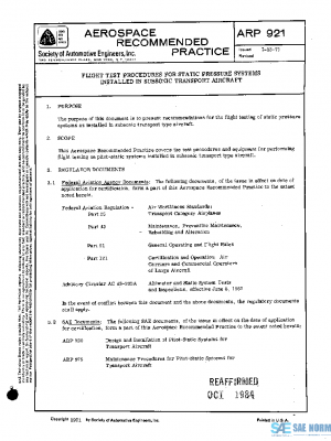 SAE ARP921 PDF