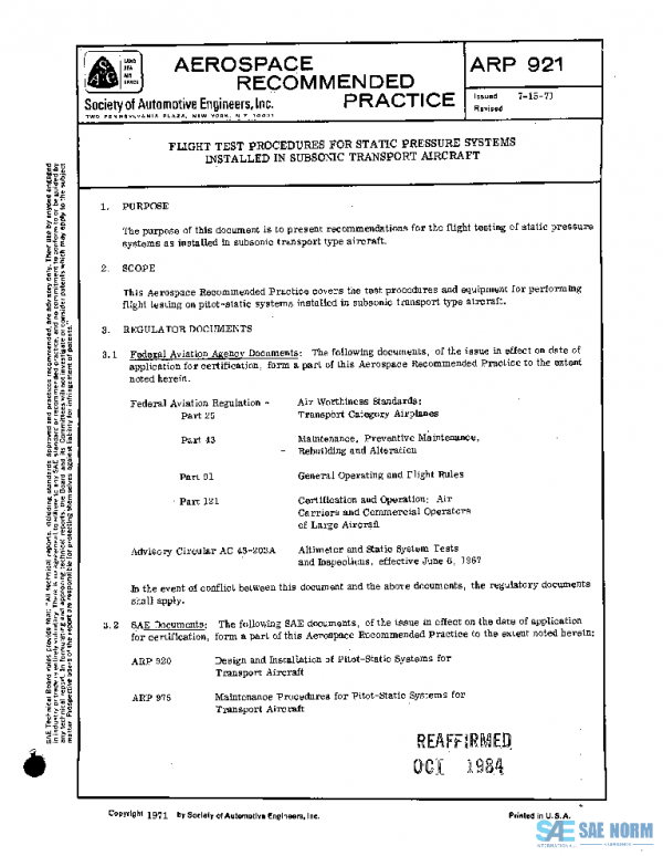 SAE ARP921 PDF