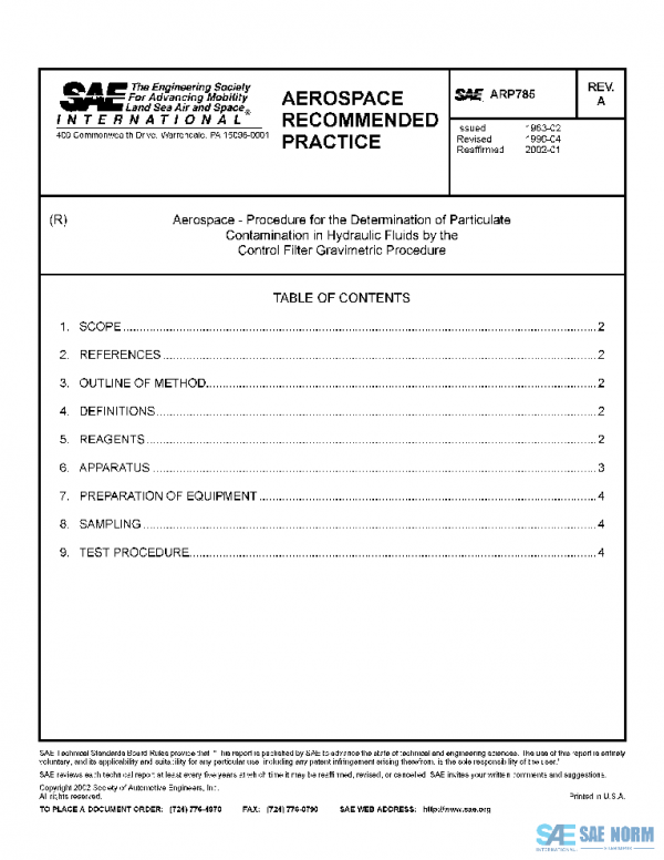 SAE ARP785A PDF