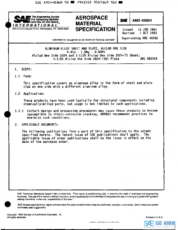 SAE AMS4036H PDF SAE AMS4036H PDF