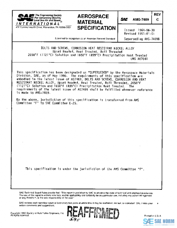 SAE AMS7469C PDF SAE AMS7469C PDF