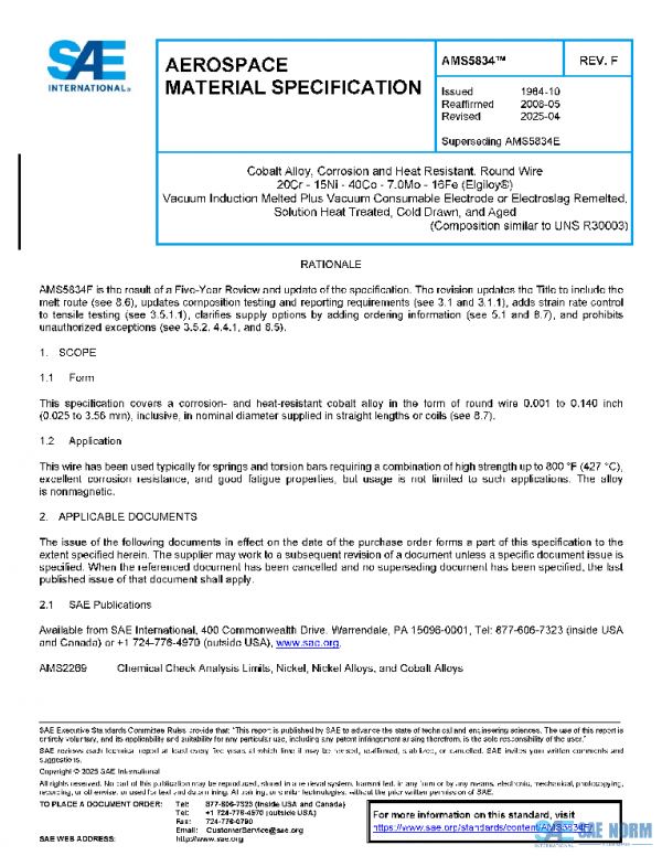 SAE AMS5834F PDF SAE AMS5834F PDF