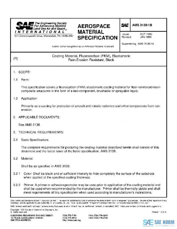 SAE AMS3138/1B PDF SAE AMS3138/1B PDF