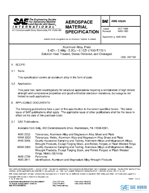SAE AMS4252A PDF SAE AMS4252A PDF