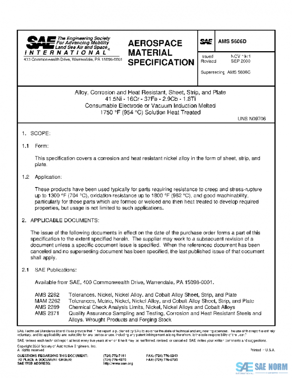 SAE AMS5606D PDF