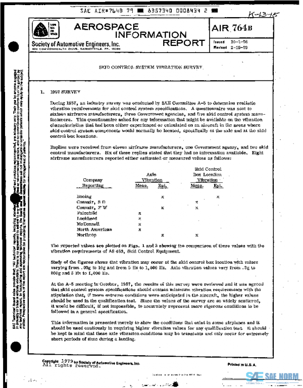 SAE AIR764B PDF SAE AIR764B PDF