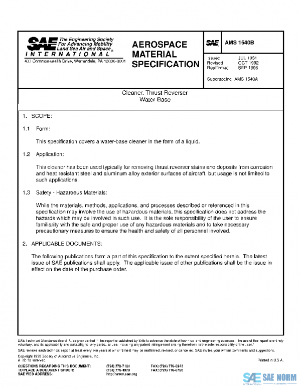 SAE AMS1540B PDF