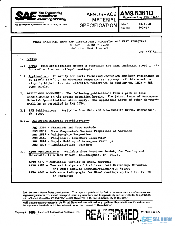 SAE AMS5361D PDF SAE AMS5361D PDF