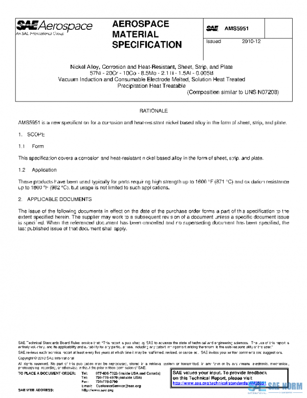 SAE AMS5951 PDF SAE AMS5951 PDF