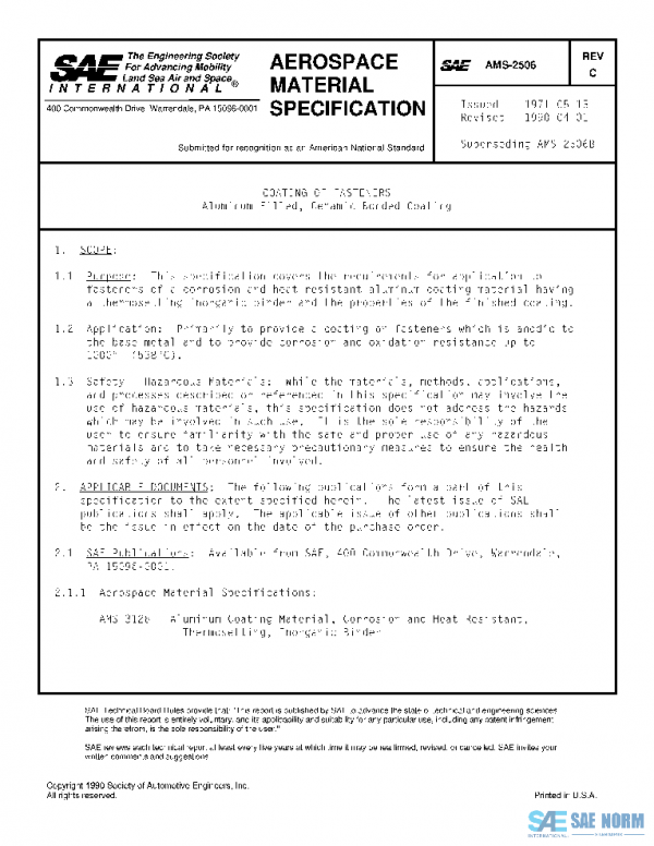 SAE AMS2506C PDF SAE AMS2506C PDF