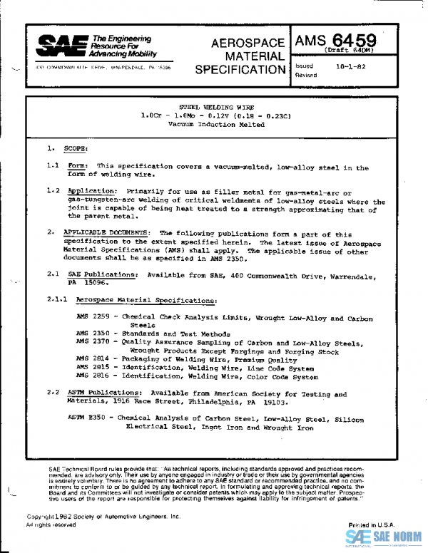 SAE AMS6459 PDF SAE AMS6459 PDF