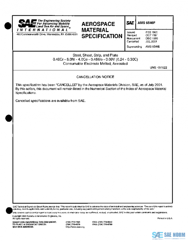 SAE AMS6546F PDF SAE AMS6546F PDF