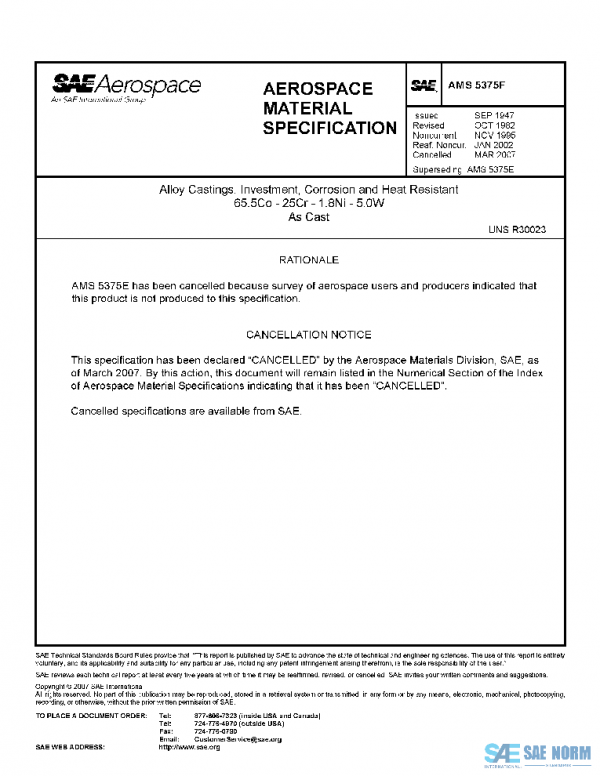 SAE AMS5375F PDF SAE AMS5375F PDF