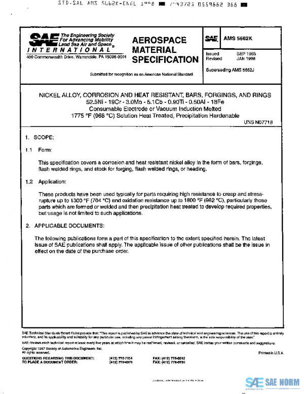 SAE AMS5662K PDF SAE AMS5662K PDF