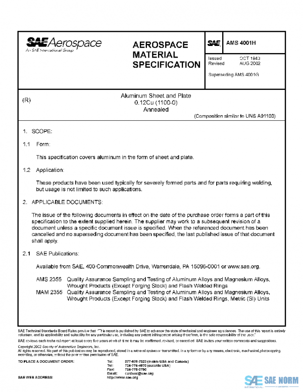 SAE AMS4001H PDF