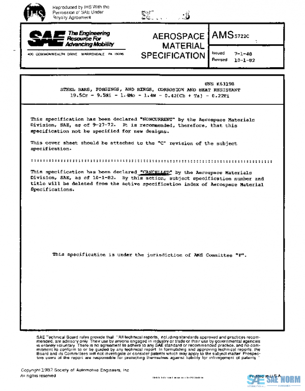 SAE AMS5722C PDF SAE AMS5722C PDF