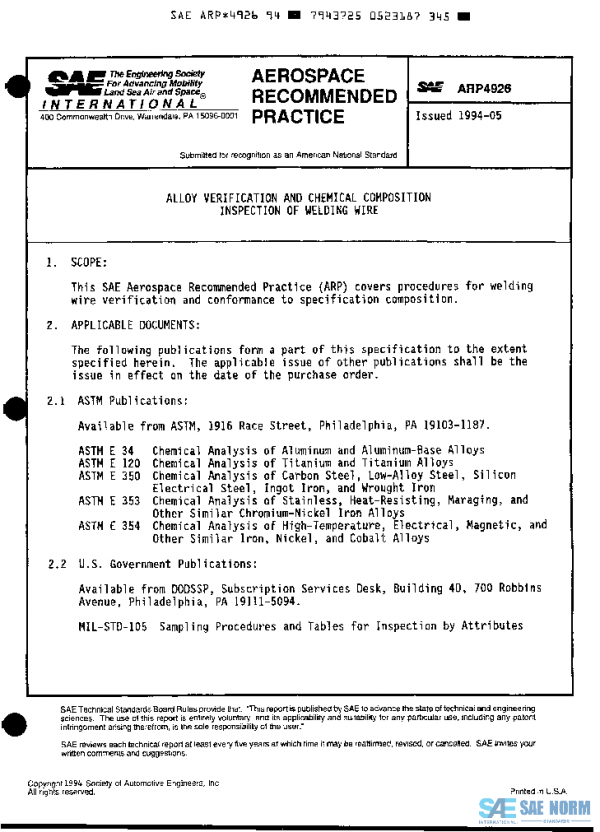 SAE ARP4926 PDF SAE ARP4926 PDF