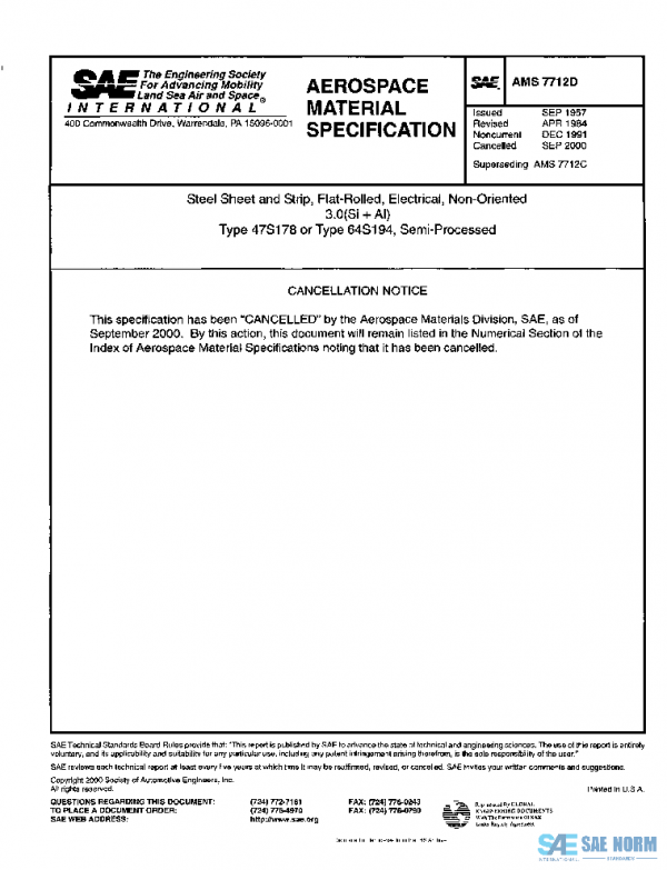 SAE AMS7712D PDF SAE AMS7712D PDF